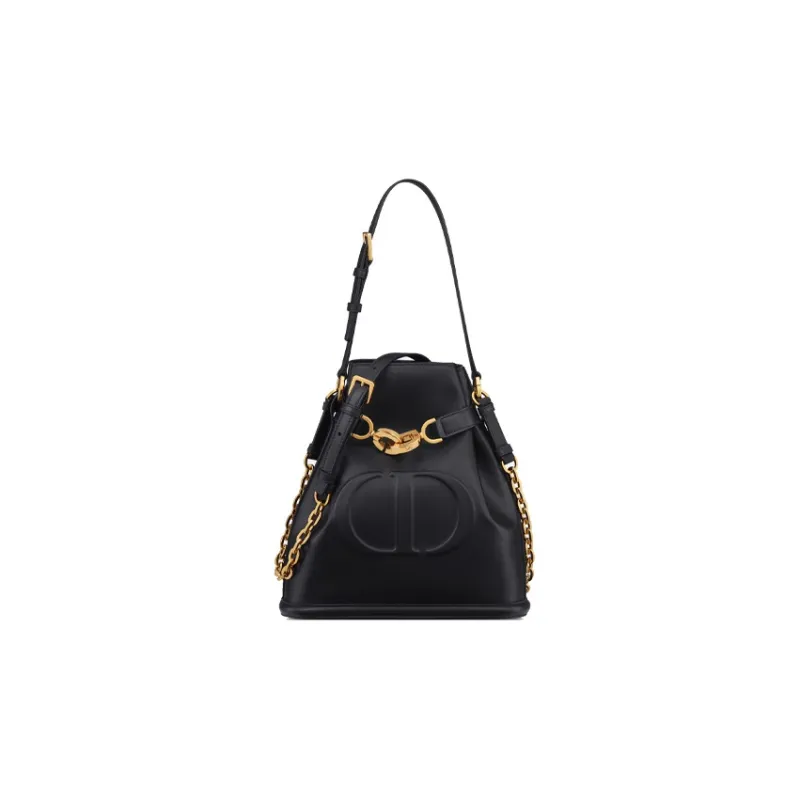 DIOR C'est Dior Old Cow Leather Bucket Bag, Handbag, Shoulder Bag Women's Black-0