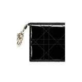 DIOR Cow Leather Card Clip Card Holder Women's Black