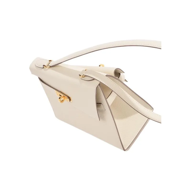 HERMES Kelly Epsom Leather Handbag Shoulder Bag Crossbody Bag Women's 10 Craie Milkshake White-7