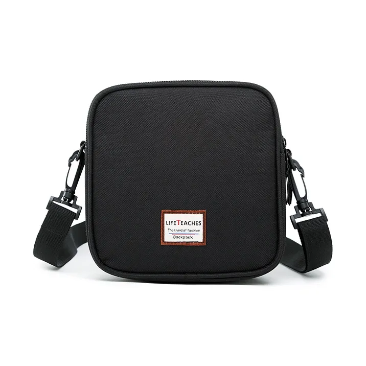 QING QI ZHE Polyamide Small Square Bag Cell Phone Pouch Shoulder Bag Crossbody Bag Regular Unisex Black-3