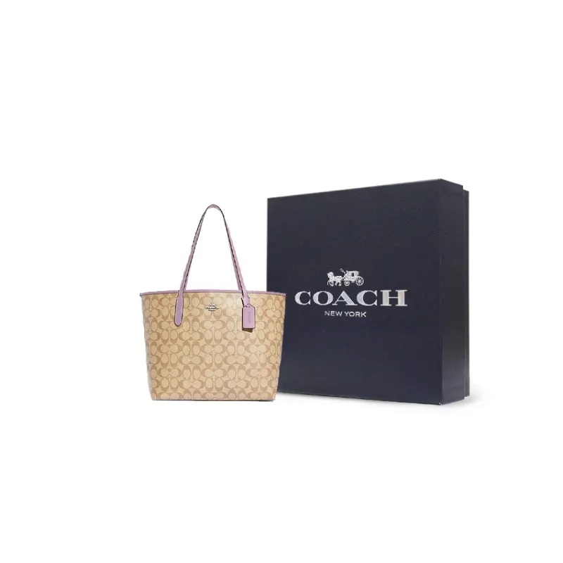 COACH City PVC Tote Bag Shopping Bag Shoulder Bag Handbag Large Size Women's Light Khaki-8