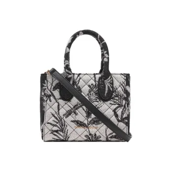 VANESSA HOGAN Fabric Tote Shoulder Bag Crossbody Bag Handbag Medium Size Women's Black