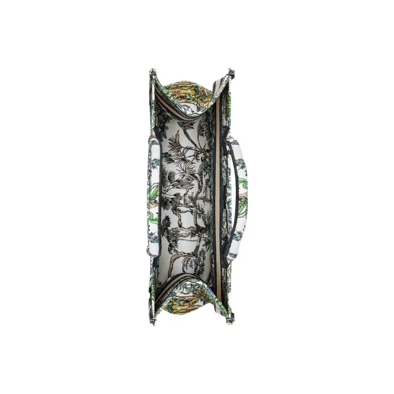 DIOR Embroidery Tote Bag, Shopping Bag, Handbag Medium Size Women's White/Multicolor-3