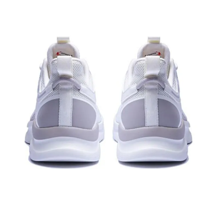 QIAODAN Rebound Wear Resistant Lightweight Low Top Running Shoes Men's White Silver-3