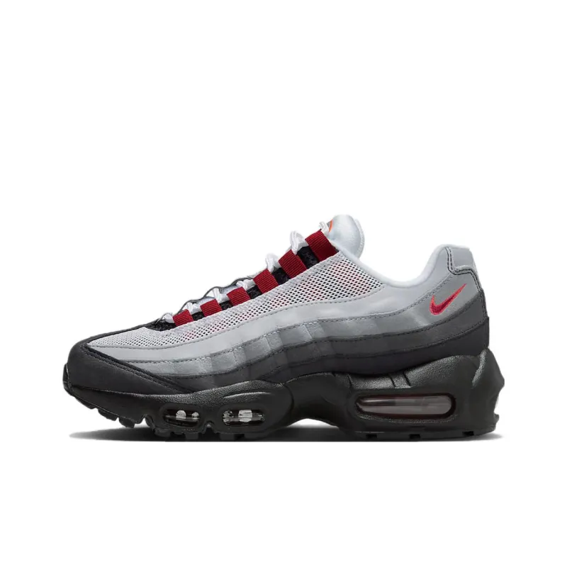 Nike Air Max 95 Cushioning, Wear Resistant Low Top Kids Lifestyle Shoes Black Gray Teenagers-0
