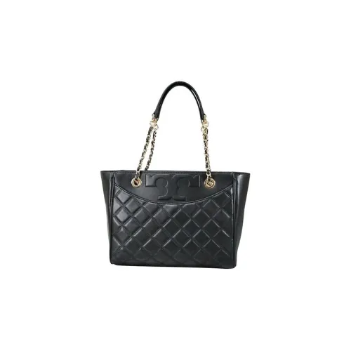 TORY BURCH Quilting Leather Tote Bag Shopping Bag Handbag Shoulder Bag Small Size Women's Black