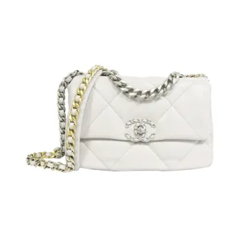 CHANEL 19Bag Lambskin Shoulder Bag, Crossbody Bag Medium Size Women's White