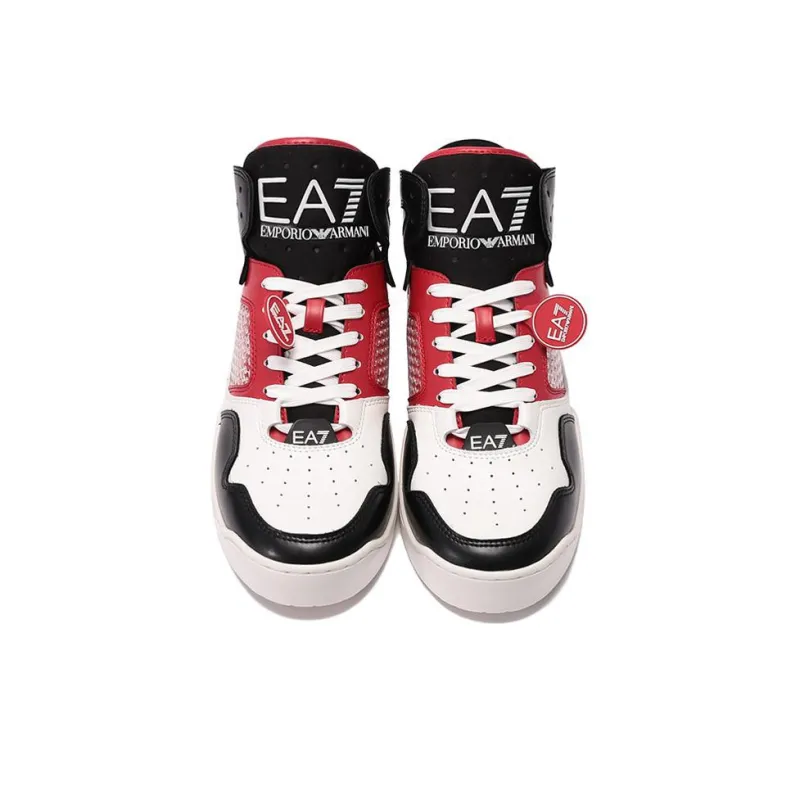 EMPORIO ARMANI Stylish Skateboarding Shoes Unisex Red Black White-3