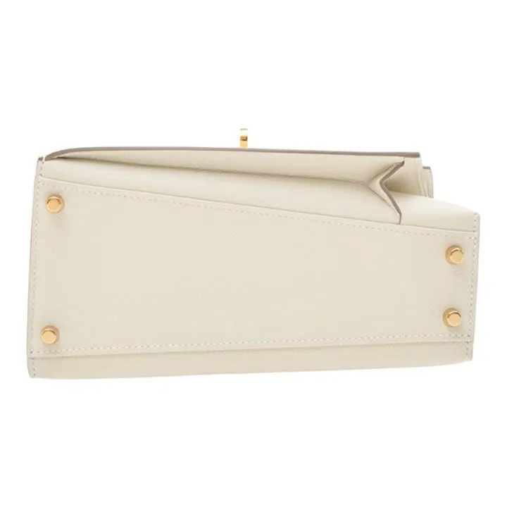 HERMES Kelly Epsom Leather Handbag Shoulder Bag Crossbody Bag Women's 10 Craie Milkshake White-4