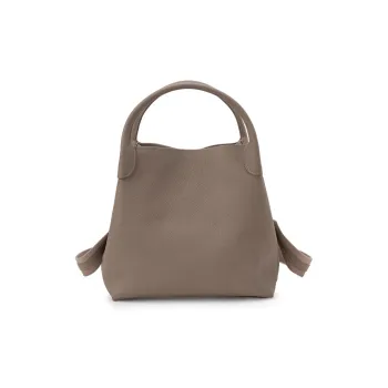 VENOF Cow Leather Bucket Bag, Crossbody Handbag Large Size Women's Haier Gray/Pastoral White
