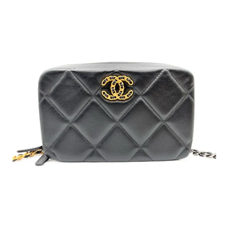 CHANEL 19Bag Sheepskin Camera Bag, Shoulder Bag, Crossbody Bag Women's Black-1