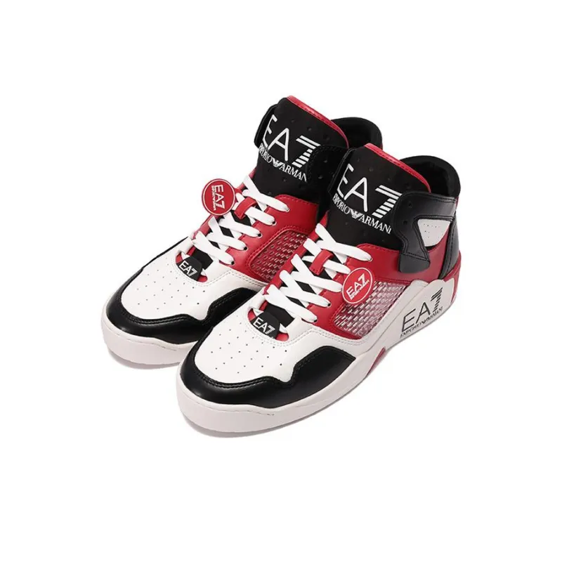 EMPORIO ARMANI Stylish Skateboarding Shoes Unisex Red Black White-2
