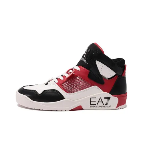 EMPORIO ARMANI Skateboard Shoes Unisex High-Top Red/Black/White