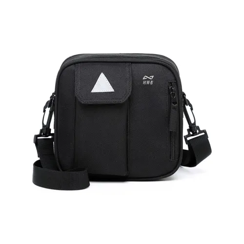 QING QI ZHE Polyamide Small Square Bag Cell Phone Pouch Shoulder Bag Crossbody Bag Regular Unisex Black