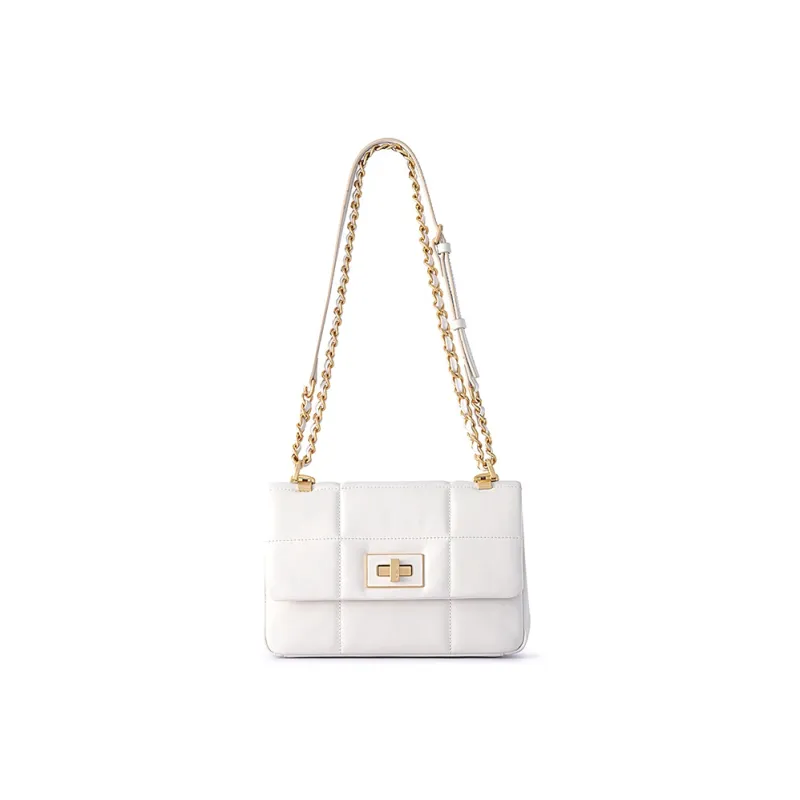 FION Genuine Leather Chain Small Square Bag, Shoulder Bag, Crossbody Bag Women's-11