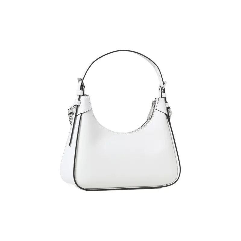MICHAEL KORS Wilma Leather Shoulder Bag, Crescent Bag, Handbag, Shoulder Bag Women's White-1