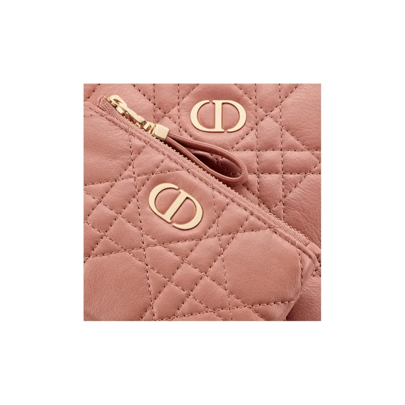 DIOR Cow Leather Handbag Clutch Women's Deep Nude-5