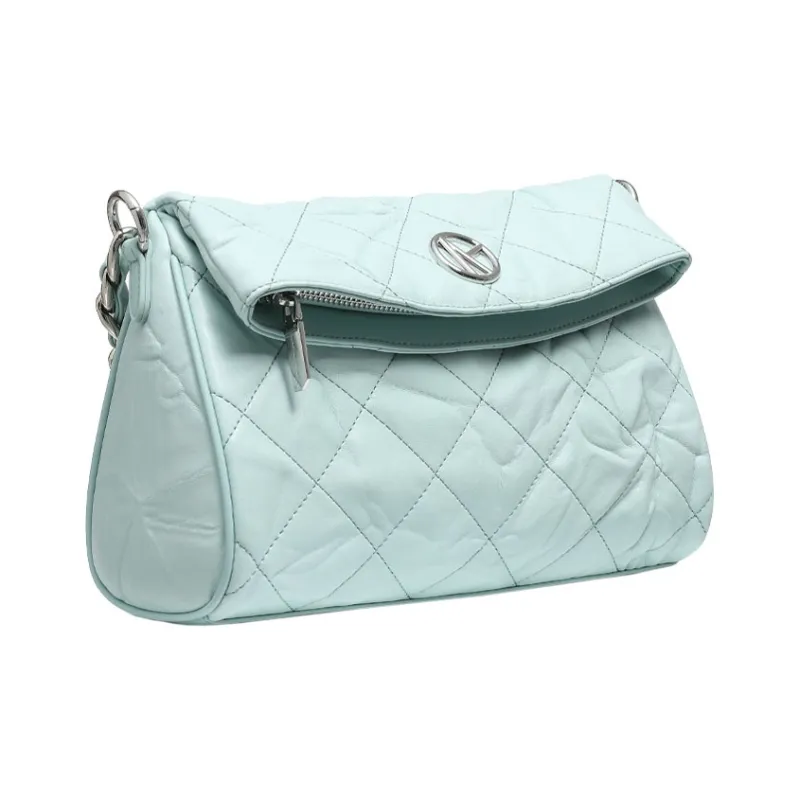 VANESSA HOGAN Cow Leather Commuter Bag Shoulder Bag Medium Size Women's Ecru/Black/Light Blue-1