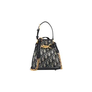 DIOR C'est Dior Leather Bucket Bag, Handbag, Shoulder Bag Small Size Women's Blue