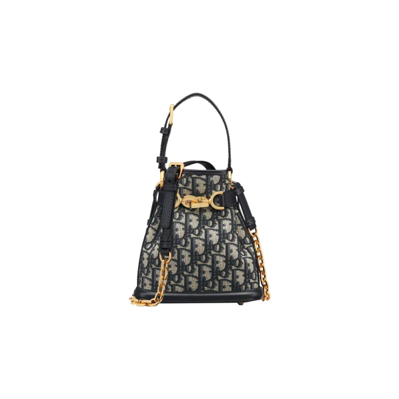 DIOR C'est Dior Leather Bucket Bag, Handbag, Shoulder Bag Small Size Women's Blue-0