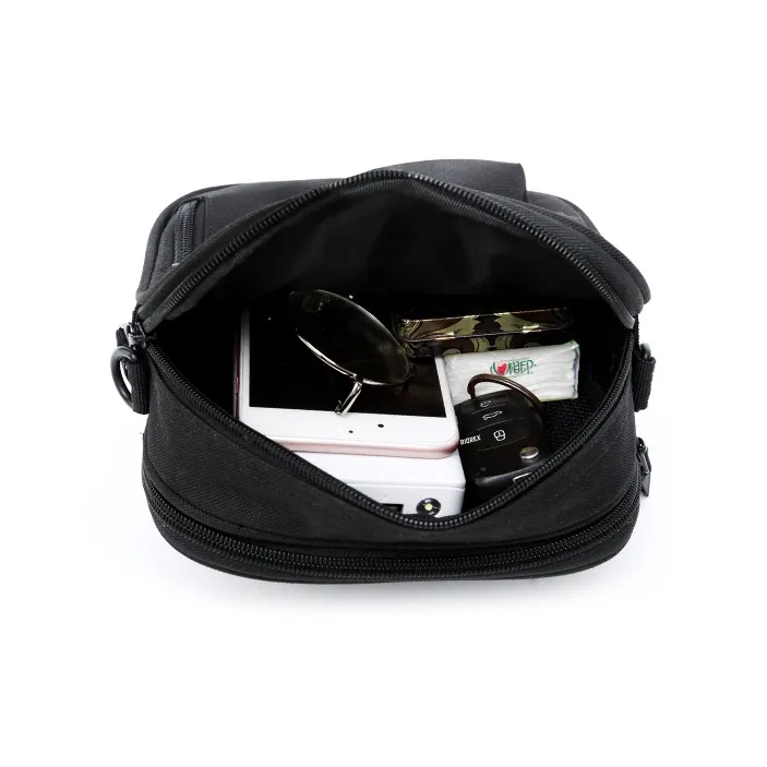 QING QI ZHE Polyamide Small Square Bag Cell Phone Pouch Shoulder Bag Crossbody Bag Regular Unisex Black-4