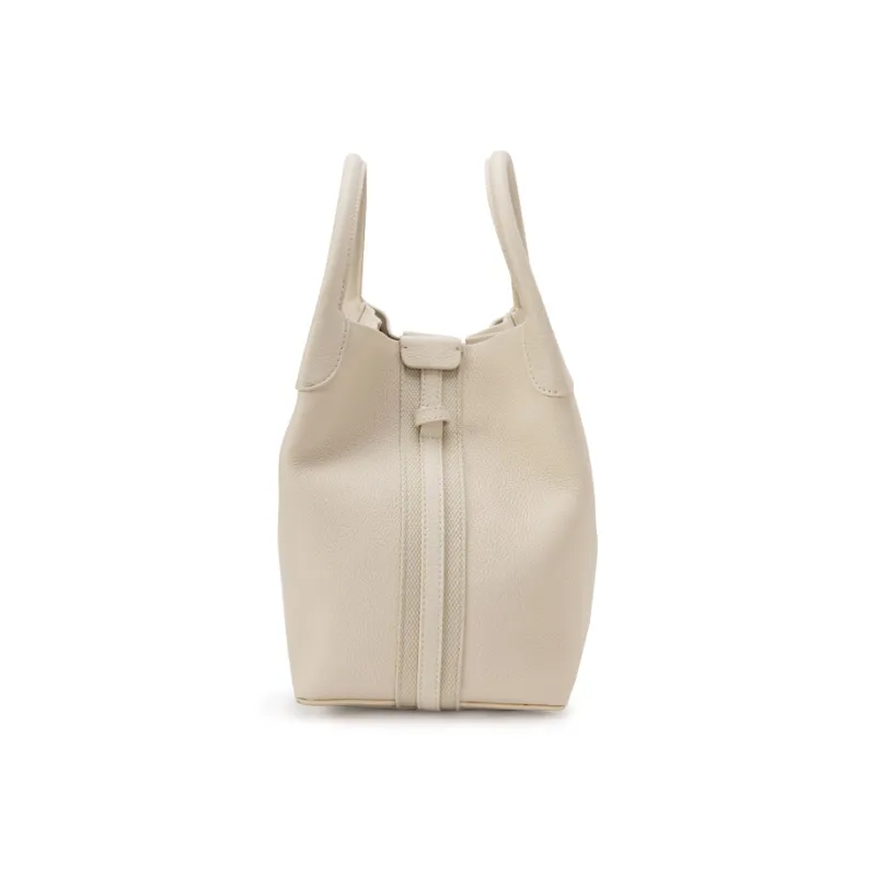VENOF Cow Leather Bucket Bag, Crossbody Handbag Large Size Women's Haier Gray/Pastoral White-12