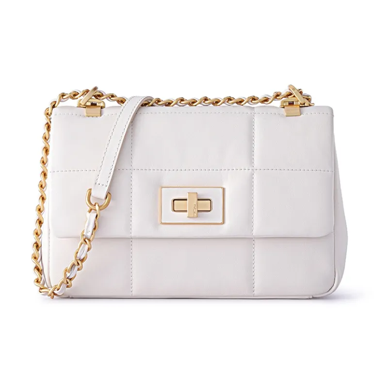 FION Genuine Leather Chain Small Square Bag, Shoulder Bag, Crossbody Bag Women's-7
