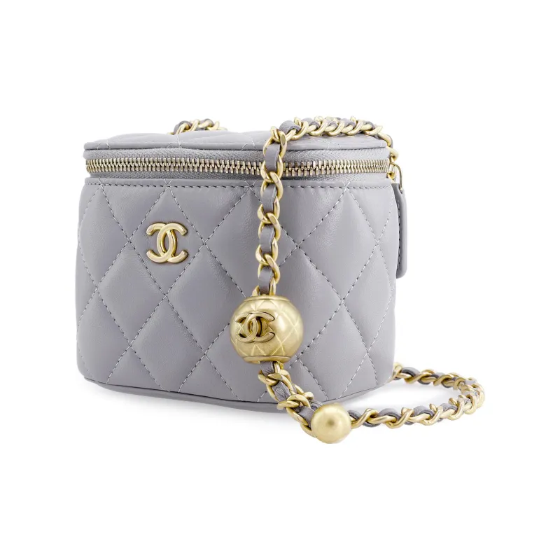 CHANEL Sheepskin With Tweed Shoulder Bag, Crossbody Bag Women's Gray-2