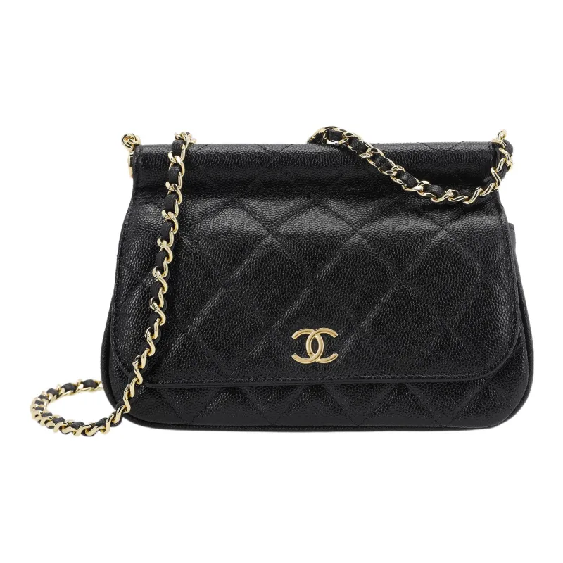 CHANEL Grain Calfskin Crossbody Bag, Shoulder Bag Women's Black-0