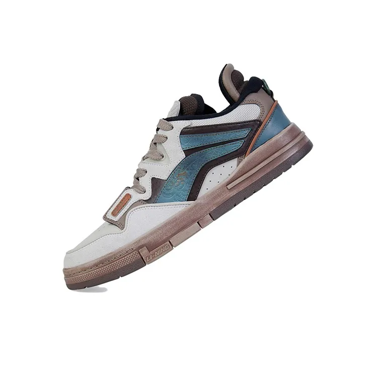 LiNing Wave Pro Bronze Anti-Slip And Wear-Resistant Lightweight Low-Top Skateboard Shoes Men's Blue Umber-3
