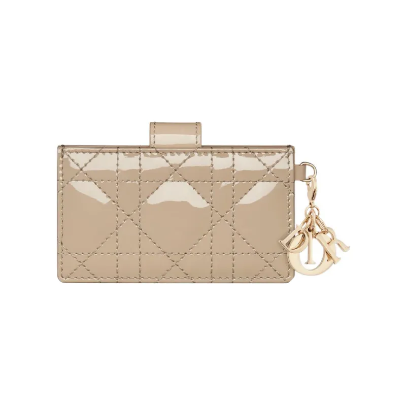 DIOR Lady Dior Patent Leather Calfskin Card Holder Card Holder Women's Sand-2