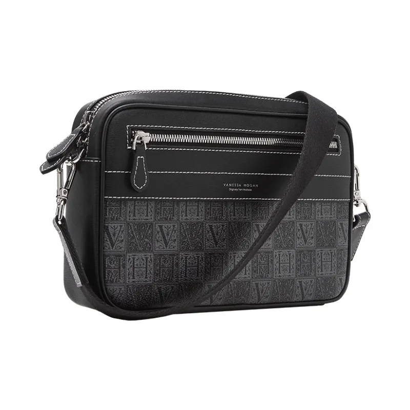 VANESSA HOGAN Monogram Cow Leather Camera Bags Crossbody Bags Medium Size Unisex Black-1