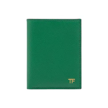 TOM FORD Grained Leather Card Holder Wallet Small Size Men's Mint
