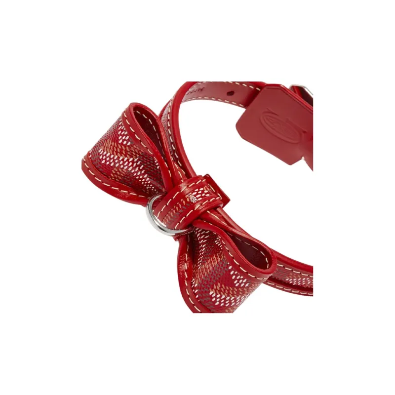GOYARD OSCAR Goyardine Canvas With Clamecy Cow Leather Dog's Teeth Collar Bag Accessory Unisex Red-2