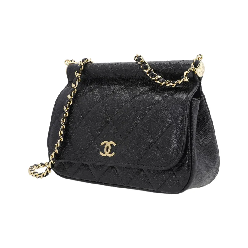 CHANEL Grain Calfskin Crossbody Bag, Shoulder Bag Women's Black-1