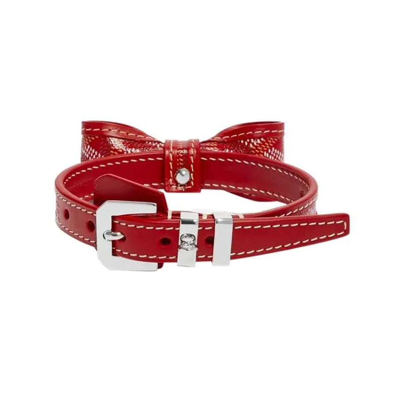 GOYARD OSCAR Goyardine Canvas With Clamecy Cow Leather Dog's Teeth Collar Bag Accessory Unisex Red-1