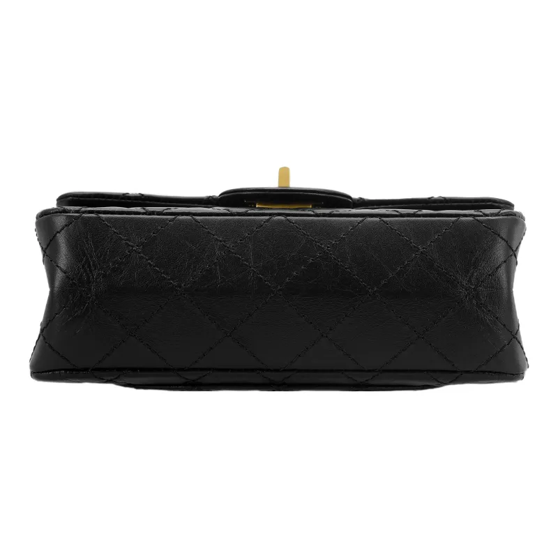 CHANEL 2.55 Cow Leather Flap Bag, Shoulder Bag, Crossbody Bag Mini Women's Black Gold & Black-3