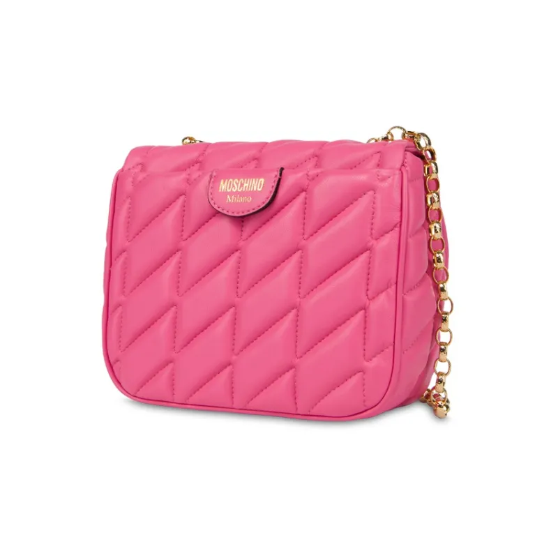 MOSCHINO Calfskin Shoulder Bag, Crossbody Bag Women's Pink-1