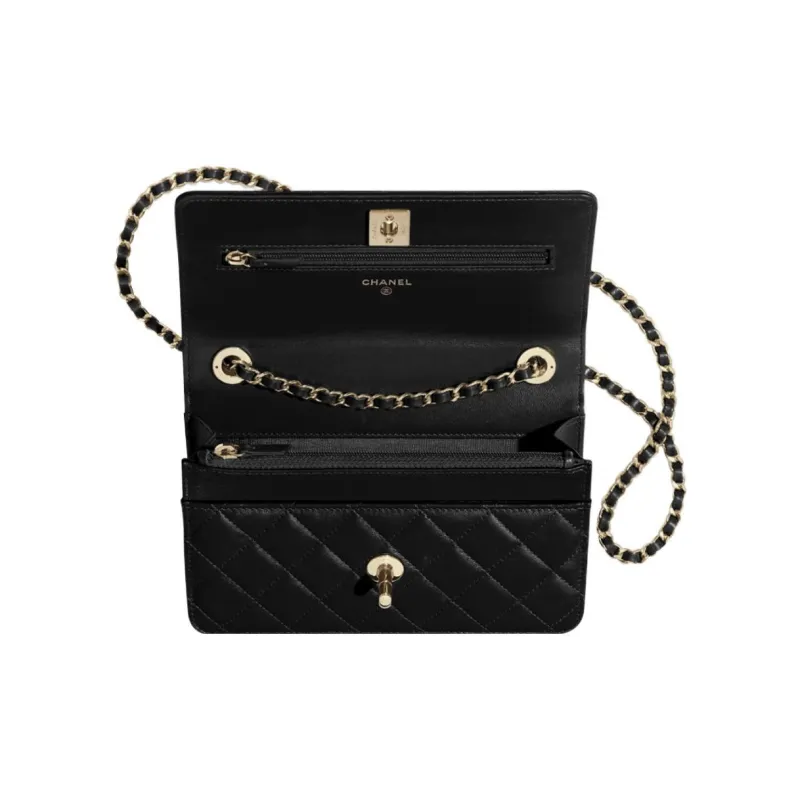 CHANEL Trendy CcWOC Lambskin Chain Wallet, Shoulder Bag, Crossbody Bag Regular Women's Black-2