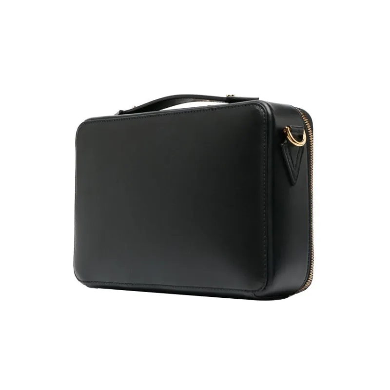 VERSACE Calfskin Messenger Bag, Handbag, Shoulder Bag, Crossbody Bag Men's Black-4