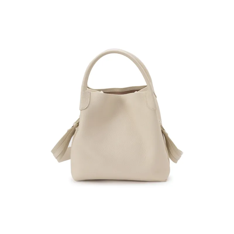 VENOF Cow Leather Bucket Bag, Crossbody Handbag Large Size Women's Haier Gray/Pastoral White-15