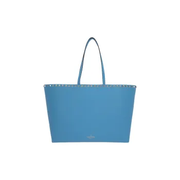 Valentino Rockstud Grained Calfskin Tote Shoulder Bags Handbags Women's Blue