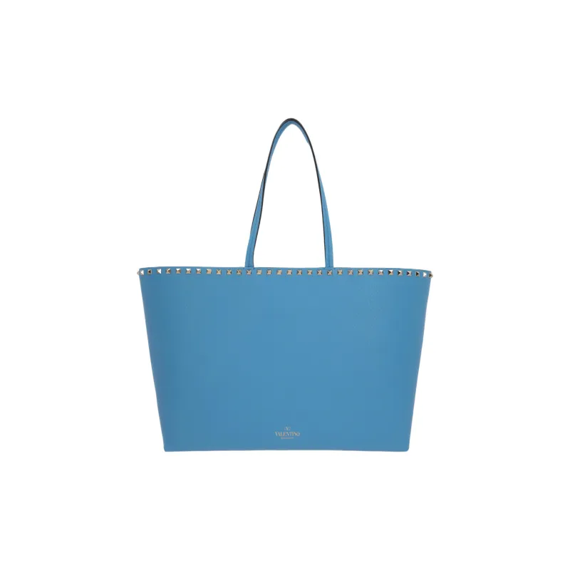 Valentino Rockstud Grained Calfskin Tote Shoulder Bags Handbags Women's Blue-0