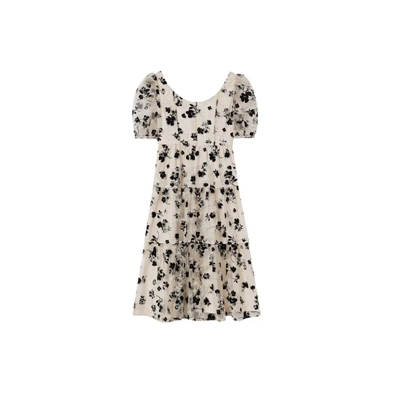 ITIB X IEM Co-brand Short-Sleeved Dresses Women's Beige-1