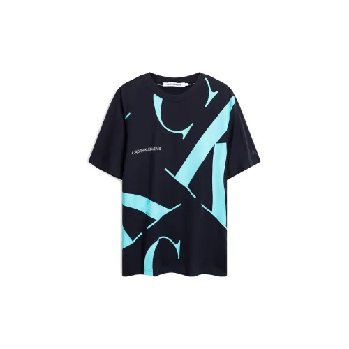 Calvin Klein T-Shirts Unisex Black Background With Blue Print