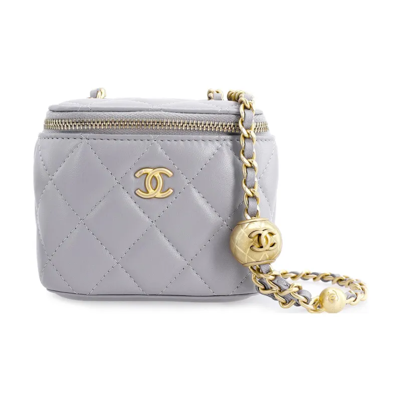 CHANEL Sheepskin With Tweed Shoulder Bag, Crossbody Bag Women's Gray-1