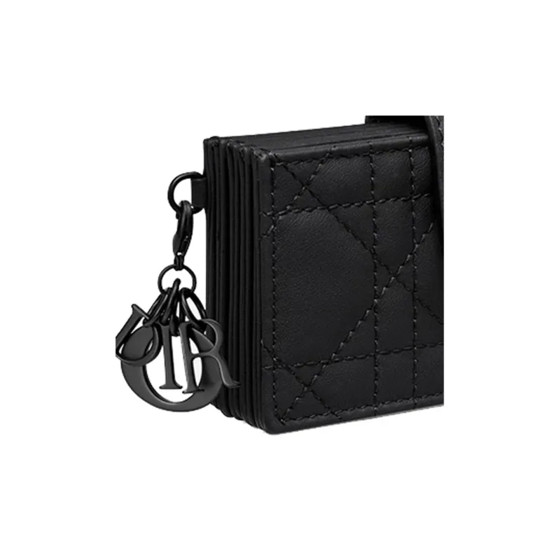 DIOR Cow Leather Card Holder Card Holder Women's Black-4