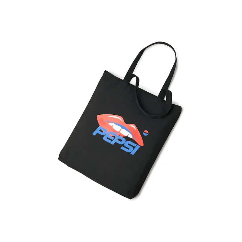 Pepsi Fabric Canvas Bag, Shoulder Bag Unisex Black/Ecru-3