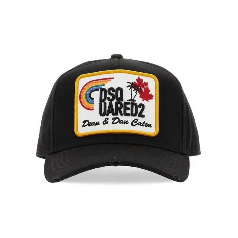 DSQUARED 2 Logo Embroidered Distressed Trucker Cap-0