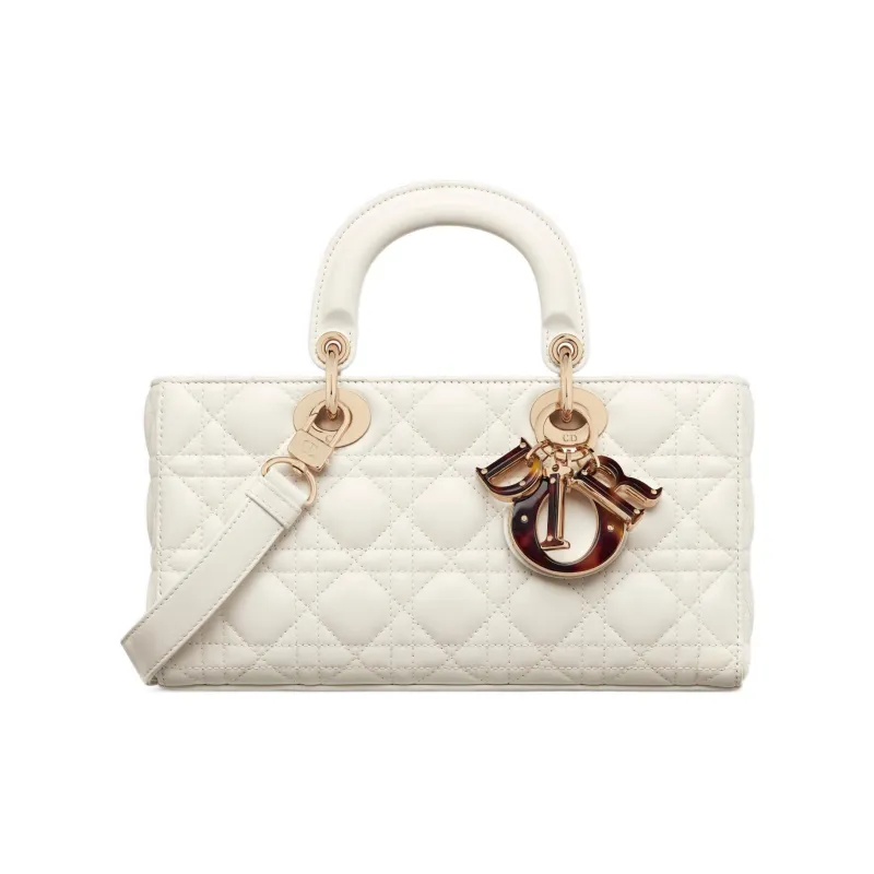 DIOR Lady D JOY Sheepskin Lady Dior Bag, Shoulder Bag, Crossbody Bag, Handbag Medium Size Women's White-0